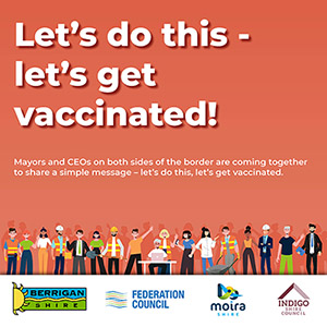 A  web banner saying "Let's get Vaccinated"