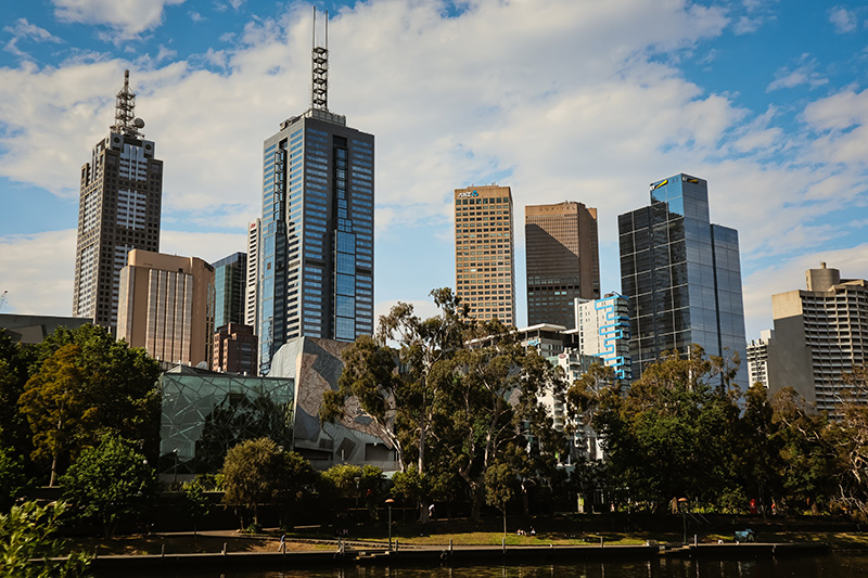 A  panorama of the Melbourne skyline