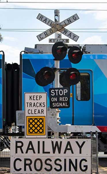 Close-up photo of a moving train